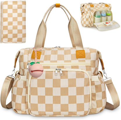 Diaper Bag Tote, Puffer Diaper Tote Bags for Women Lightweight Travel Work Hospital Baby Bag Crossbody Mommy Bag