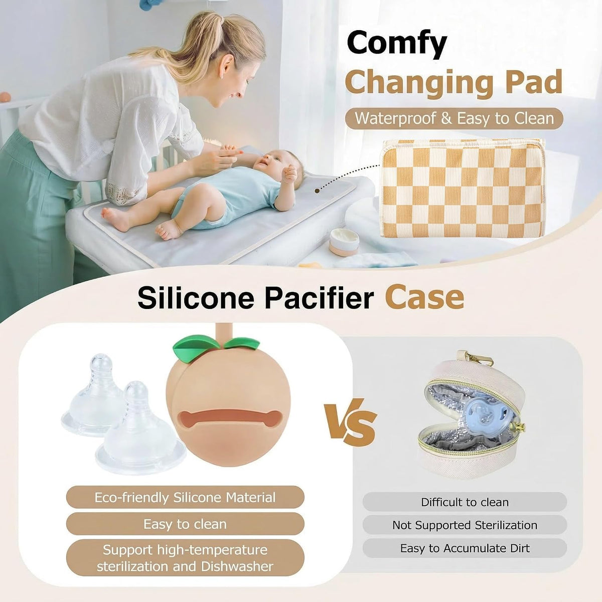 Diaper Bag Tote, Puffer Diaper Tote Bags for Women Lightweight Travel Work Hospital Baby Bag Crossbody Mommy Bag