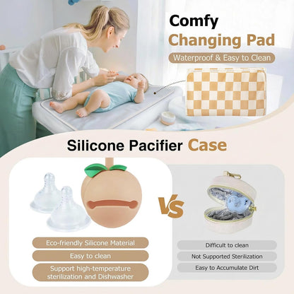 Diaper Bag Tote, Puffer Diaper Tote Bags for Women Lightweight Travel Work Hospital Baby Bag Crossbody Mommy Bag