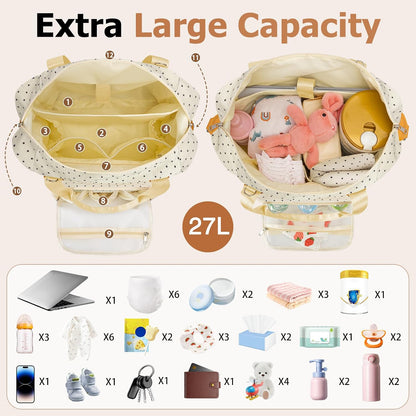 Diaper Bag Tote, Puffer Diaper Tote Bags for Women Lightweight Travel Work Hospital Baby Bag Crossbody Mommy Bag