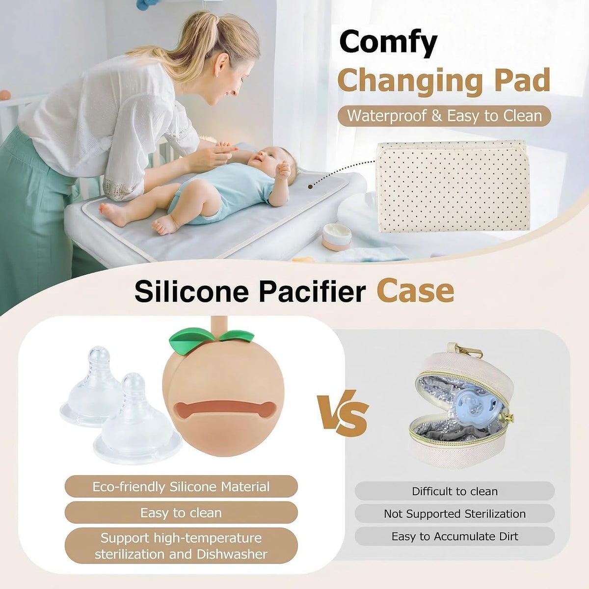 Diaper Bag Tote, Puffer Diaper Tote Bags for Women Lightweight Travel Work Hospital Baby Bag Crossbody Mommy Bag
