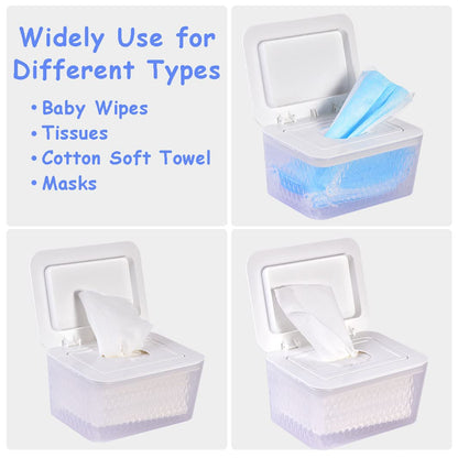 Wipes Dispenser & Pouch/Tissue Bag, Wipes/Tissue Case with Moisture Seal Secure Lid, Non-Slip Rubber Feet & Sealing Design Keeps Wipes Fresh, Dustproof Container (2BN+2Panda)