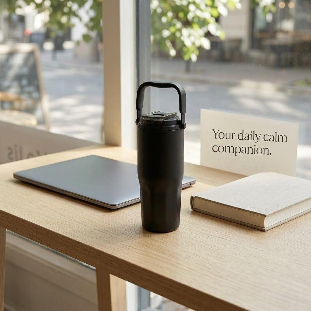 Ceramic Lined Coffee Tumbler, 27oz Leakproof Travel Mug with Straw | Ceramic-lined interior preserves pure coffee flavor with no metallic taste for every hot or iced drink.