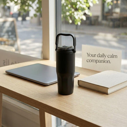 Ceramic Lined Coffee Tumbler, 27oz Leakproof Travel Mug with Straw | Ceramic-lined interior preserves pure coffee flavor with no metallic taste for every hot or iced drink.
