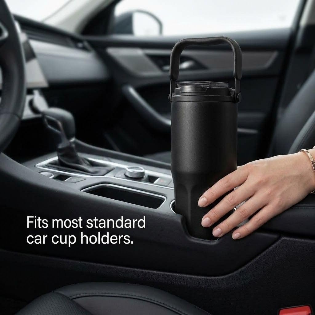 Ceramic Lined Coffee Tumbler, 27oz Leakproof Travel Mug with Straw | Ceramic-lined interior preserves pure coffee flavor with no metallic taste for every hot or iced drink.