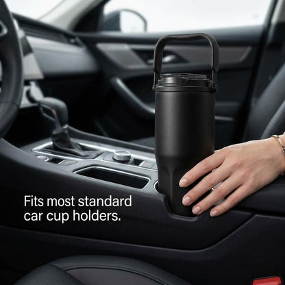 Ceramic Lined Coffee Tumbler, 27oz Leakproof Travel Mug with Straw | Ceramic-lined interior preserves pure coffee flavor with no metallic taste for every hot or iced drink.