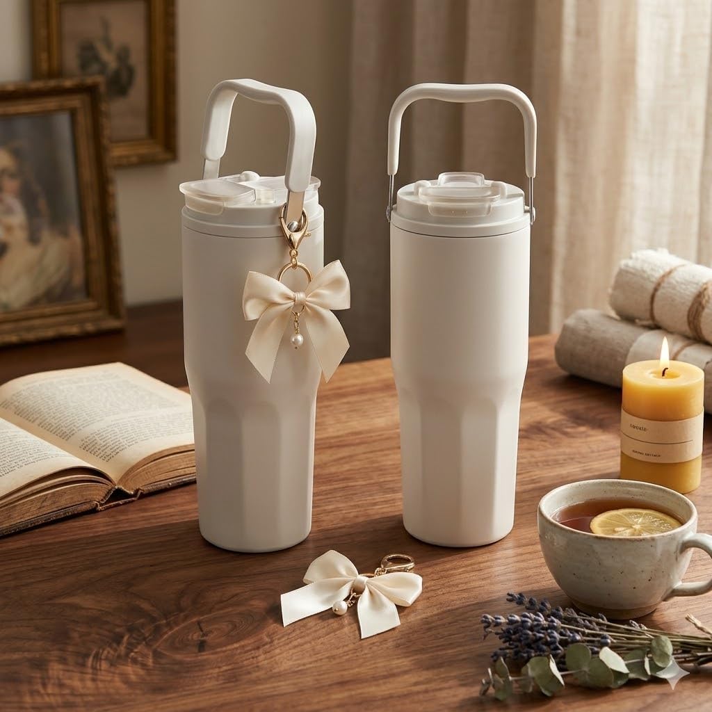 Ceramic Lined Coffee Tumbler, 27oz Leakproof Travel Mug with Straw | Ceramic-lined interior preserves pure coffee flavor with no metallic taste for every hot or iced drink.