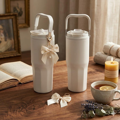 Ceramic Lined Coffee Tumbler, 27oz Leakproof Travel Mug with Straw | Ceramic-lined interior preserves pure coffee flavor with no metallic taste for every hot or iced drink.