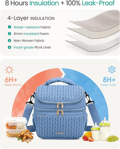 Breastmilk Cooler Bag, 12L Double Deck with Detachable Divider