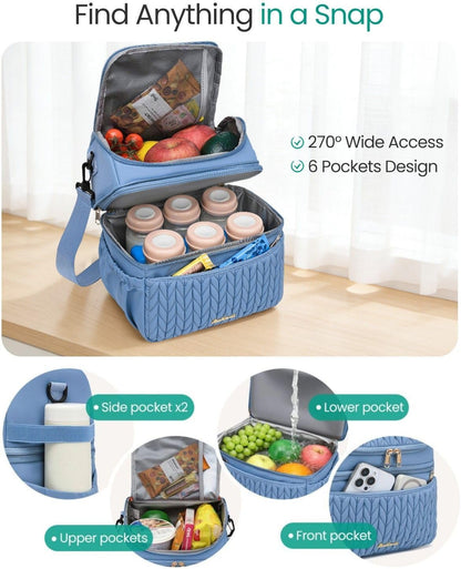Breastmilk Cooler Bag, 12L Double Deck with Detachable Divider