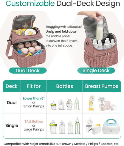 Breastmilk Cooler Bag, 12L Double Deck with Detachable Divider