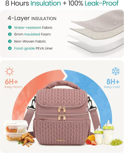 Breastmilk Cooler Bag, 12L Double Deck with Detachable Divider