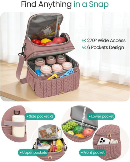 Breastmilk Cooler Bag, 12L Double Deck with Detachable Divider