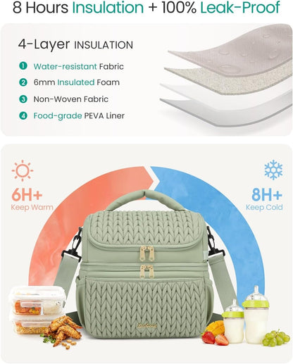 Breastmilk Cooler Bag, 12L Double Deck with Detachable Divider