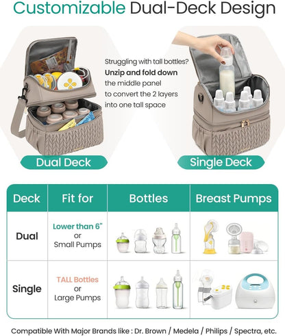 Breastmilk Cooler Bag, 12L Double Deck with Detachable Divider