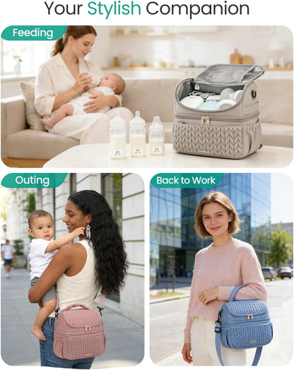 Breastmilk Cooler Bag, 12L Double Deck with Detachable Divider