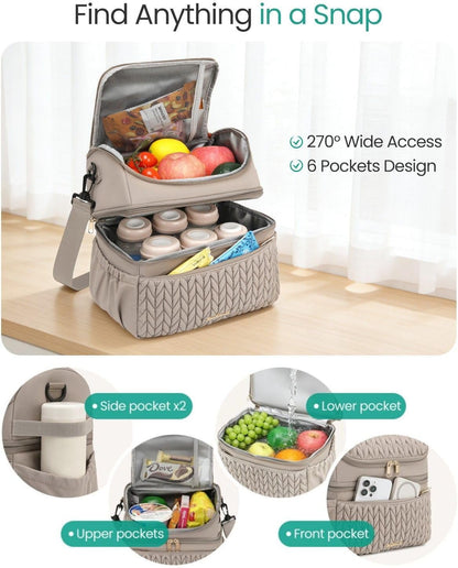 Breastmilk Cooler Bag, 12L Double Deck with Detachable Divider