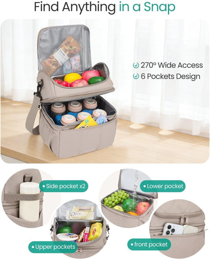 Breastmilk Cooler Bag, 12L Double Deck with Detachable Divider