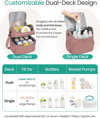 Breastmilk Cooler Bag, 12L Double Deck with Detachable Divider
