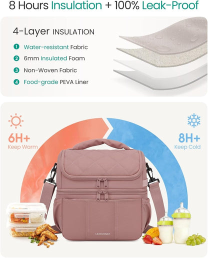 Breastmilk Cooler Bag, 12L Double Deck with Detachable Divider
