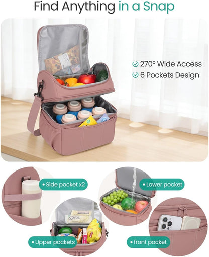 Breastmilk Cooler Bag, 12L Double Deck with Detachable Divider