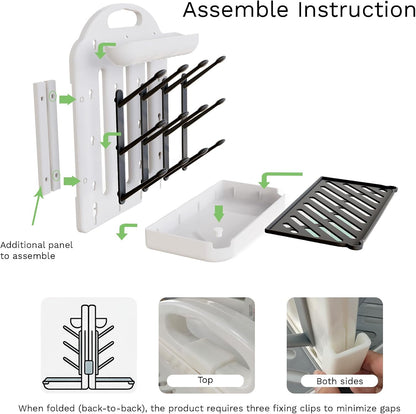 Baby Bottle Drying Rack 2 Pack, 24-Hook Modular Vertical Bottle Drying Rack for Baby Bottles, Pump Parts and Pacifiers, Space Saving Countertop Baby Bottle Organizer with Stable Base and Drip Trays