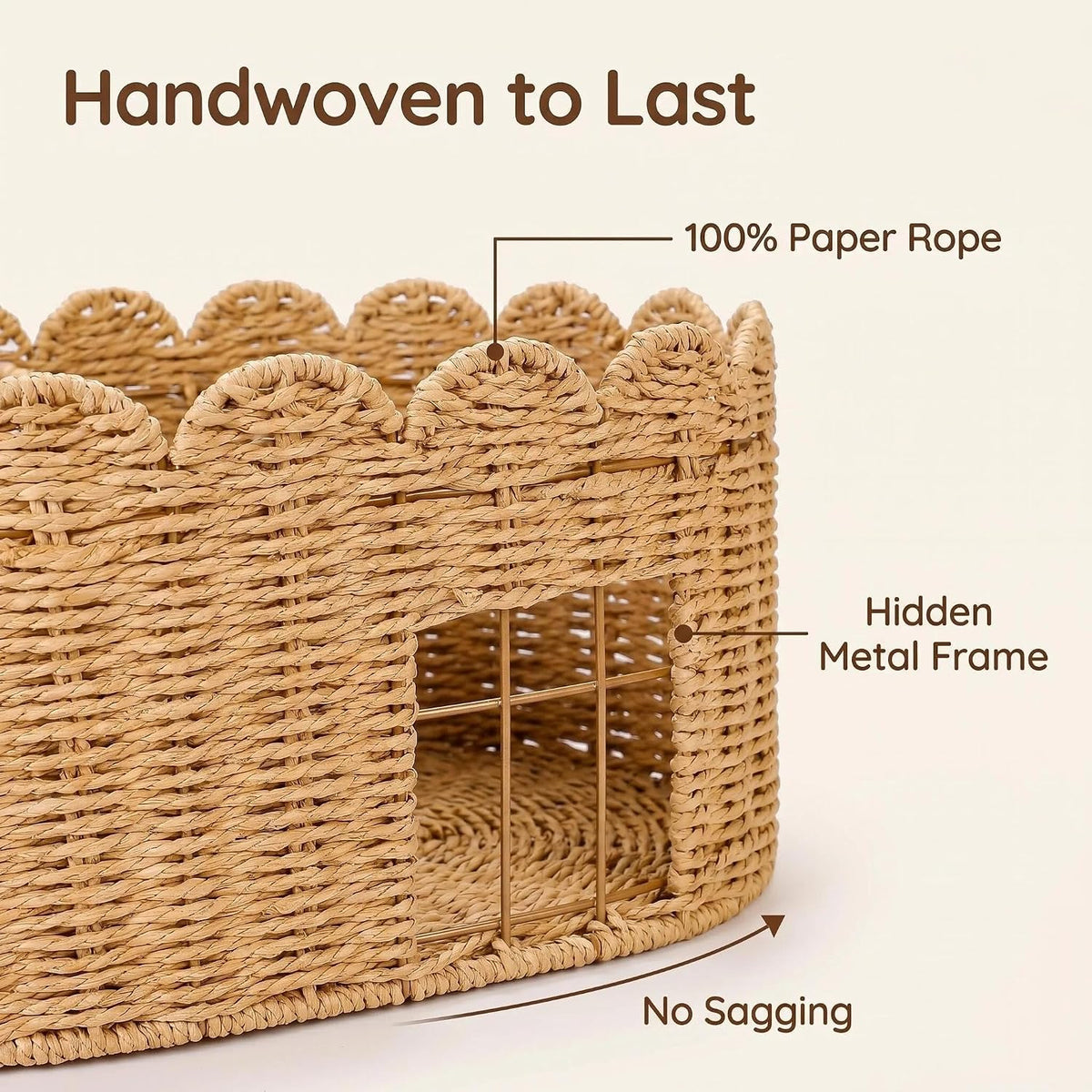 Woven Diaper Caddy for Baby, Paper Rope Storage Bin with Removable Divider, Baby Stuff Organizer for Nursery, Portable Car Storage Basket for Diapers, Baby Shower Gifts, Newborn Essentials Must Haves