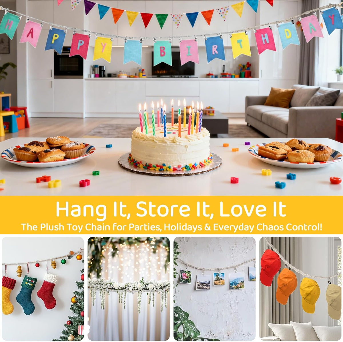 Cotton Hanging Storage Chain - Display Holder for Stuffed Animals