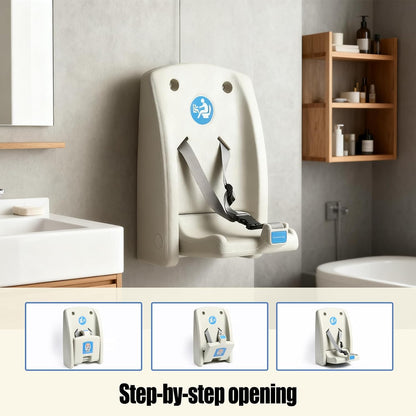 Fold-Down Baby Changing Station - Wall-Mounted, Space-Saving Design with Safety Straps for Commercial & Residential Restrooms (Horizontal Version)