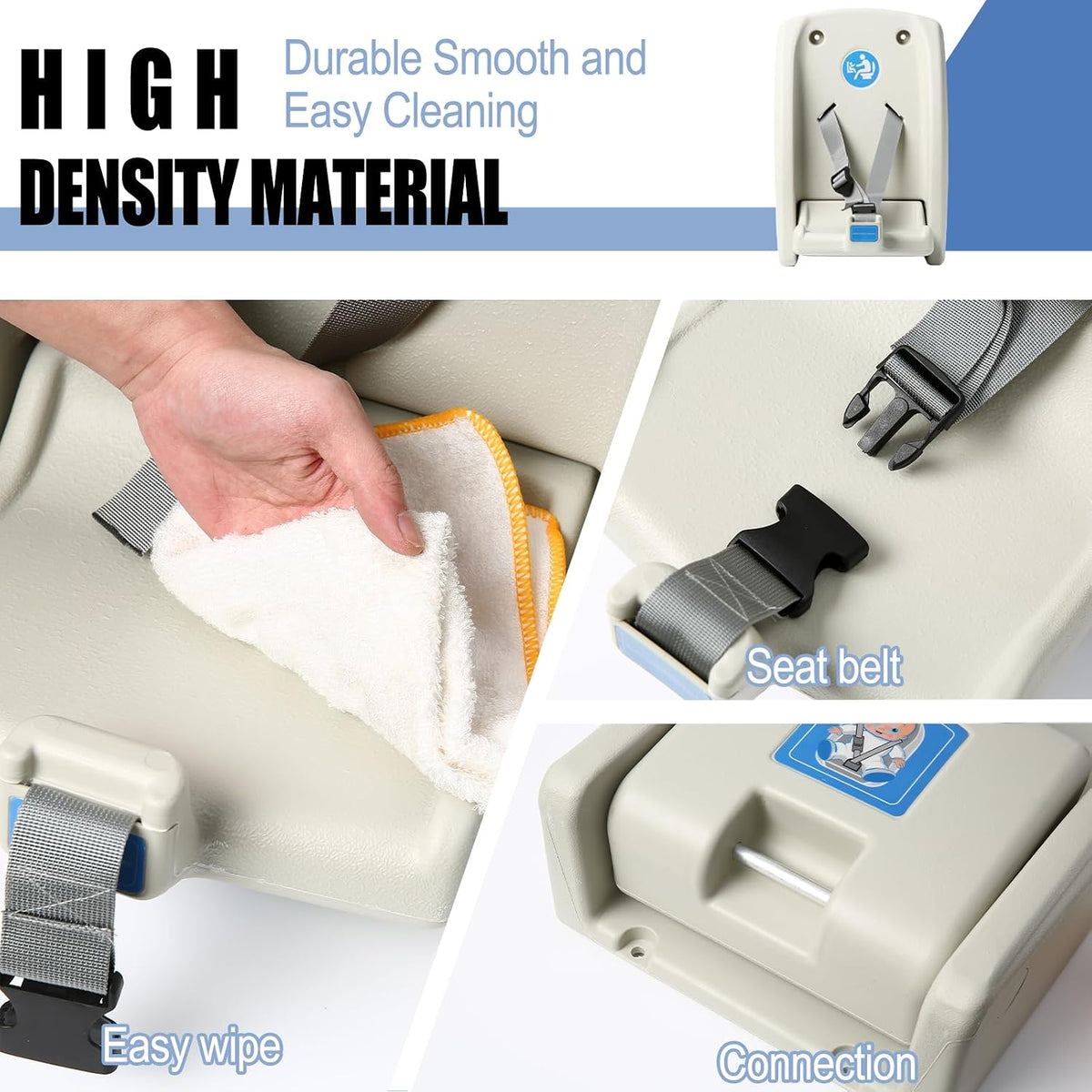 Fold-Down Baby Changing Station - Wall-Mounted, Space-Saving Design with Safety Straps for Commercial & Residential Restrooms (Horizontal Version)