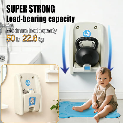 Fold-Down Baby Changing Station - Wall-Mounted, Space-Saving Design with Safety Straps for Commercial & Residential Restrooms (Horizontal Version)