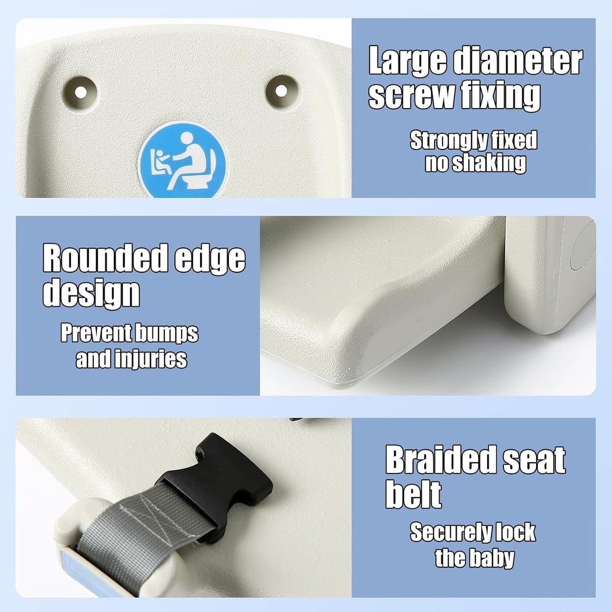 Fold-Down Baby Changing Station - Wall-Mounted, Space-Saving Design with Safety Straps for Commercial & Residential Restrooms (Horizontal Version)