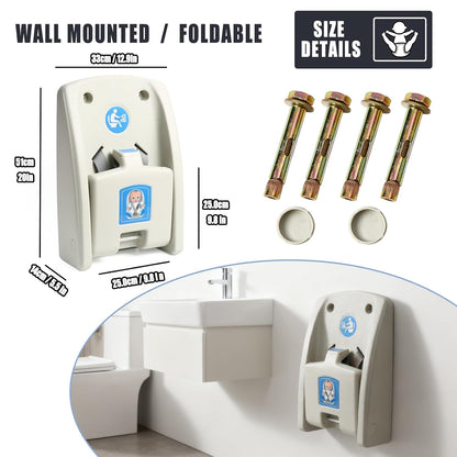 Fold-Down Baby Changing Station - Wall-Mounted, Space-Saving Design with Safety Straps for Commercial & Residential Restrooms (Horizontal Version)
