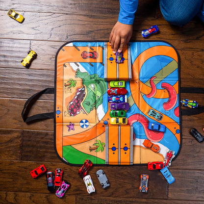 Tara Toy ZipBin 300 Car Storage Cube & Playmat - Holds 300 Cars, Durable Toy Organizer for Kids Age 3+, Playmat and Storage Solution