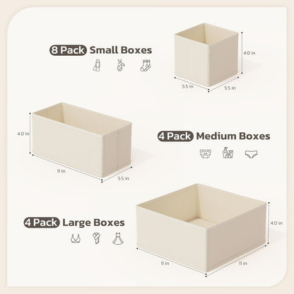 Drawer Organizer, 16 Pack Baby Dresser Organizer for Nursery, Foldable Closet Organizers and Storage Dresser Dividers for Clothes, Socks, Scarves, Ties (Beige)