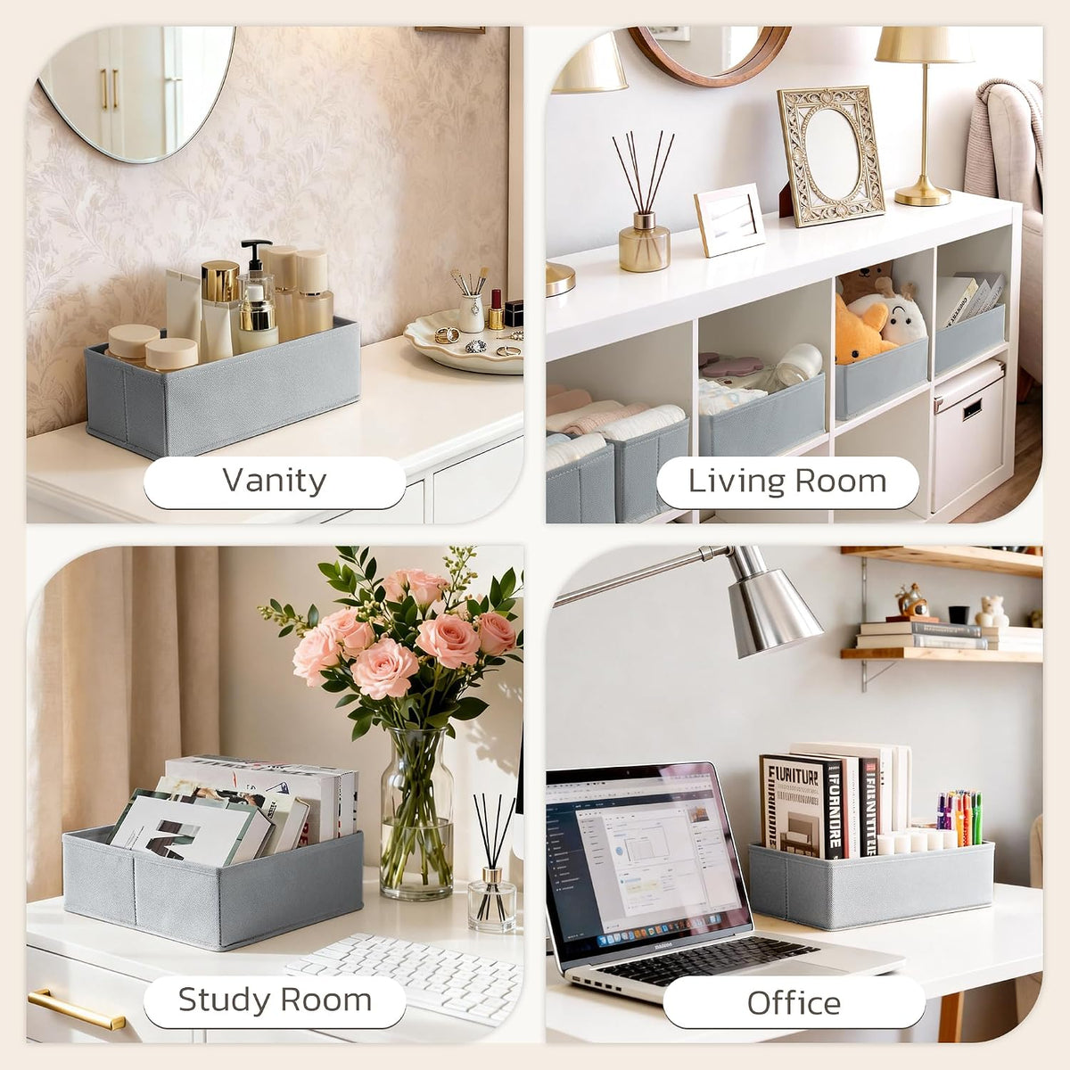 Drawer Organizer, 16 Pack Baby Dresser Organizer for Nursery, Foldable Closet Organizers and Storage Dresser Dividers for Clothes, Socks, Scarves, Ties (Beige)