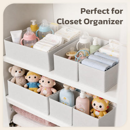 Drawer Organizer, 16 Pack Baby Dresser Organizer for Nursery, Foldable Closet Organizers and Storage Dresser Dividers for Clothes, Socks, Scarves, Ties (Beige)