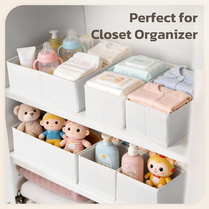 Drawer Organizer, 16 Pack Baby Dresser Organizer for Nursery, Foldable Closet Organizers and Storage Dresser Dividers for Clothes, Socks, Scarves, Ties (Beige)