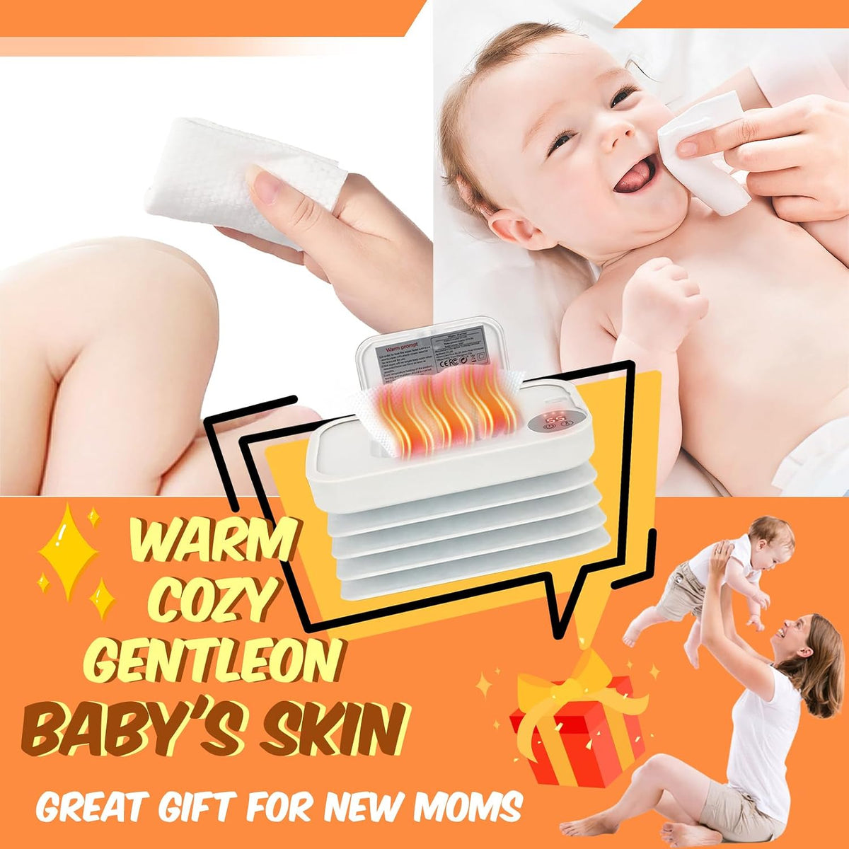2026 New Baby Wipe Warmer and Baby Wet Wipes Dispenser | Foldable Portable Large Capacity Baby Wipes Warmer for Babies | Innovative Foldable Design | Fast and Even Heating Diaper Wipe Warmer