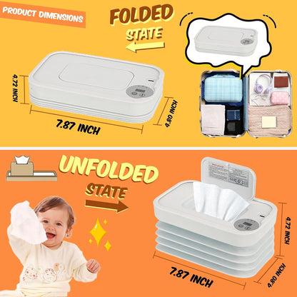 2026 New Baby Wipe Warmer and Baby Wet Wipes Dispenser | Foldable Portable Large Capacity Baby Wipes Warmer for Babies | Innovative Foldable Design | Fast and Even Heating Diaper Wipe Warmer