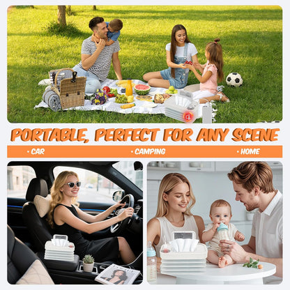2026 New Baby Wipe Warmer and Baby Wet Wipes Dispenser | Foldable Portable Large Capacity Baby Wipes Warmer for Babies | Innovative Foldable Design | Fast and Even Heating Diaper Wipe Warmer