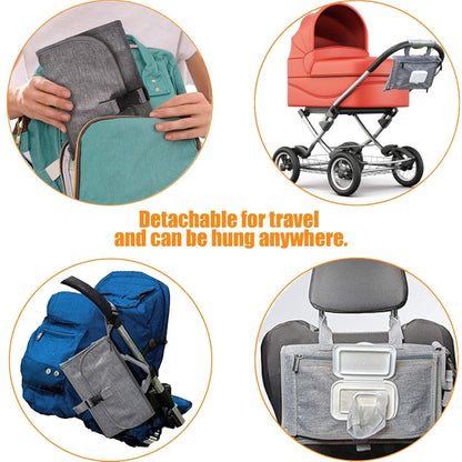 Portable Diaper Changing Pad,Waterproof Foldable Travel Baby Changing Pat Diaper Bag Mat with Wipe Dispenser Pocket & Stroller Straps,Baby Registry Must Haves,New Born Baby Boy Girls Essentials Gift