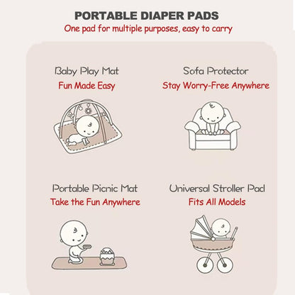Portable Diaper Changing Pad,Waterproof Foldable Travel Baby Changing Pat Diaper Bag Mat with Wipe Dispenser Pocket & Stroller Straps,Baby Registry Must Haves,New Born Baby Boy Girls Essentials Gift