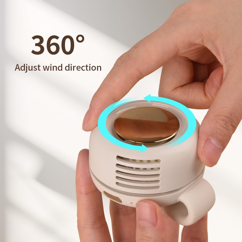 Portable Clip-On Fan for Stroller, Desk & Outdoor Use – USB Rechargeable, 3-Speed Bladeless Design, Ultra Quiet, 360° Rotation – Perfect for Sports, Travel, Camping, Office | White
