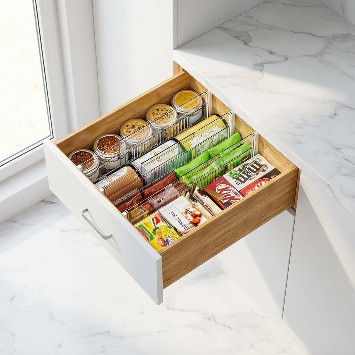 8 Pack Drawer Dividers 6" High - Tall Acrylic Drawer Divider for Clothes, 12.3-18" Adjustable Dresser Deep Drawer Dividers,Expandable Dresser Separators for Kitchen Office Baby Clothing (8)