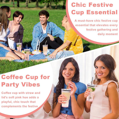 6 Pcs 20oz Plastic Ribbed Tumblers with Lid and Straws Green Plastic Reusable Iced Coffee Cups with Lid Unbreakable Vintage Ribbed Drinking Glasses Tumbler for Juice Smoothie Beverage with Clean Brush