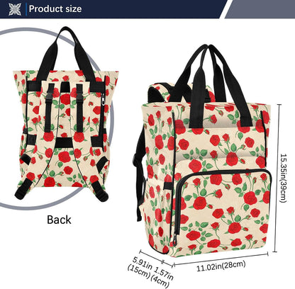 Diaper Bag Backpack, Multifunction Travel Bag for Moms Dads, Baby Changing Bag with Insulted Pockets, Stroller Straps and Side Bottle Pockets Timeless Rose Garden
