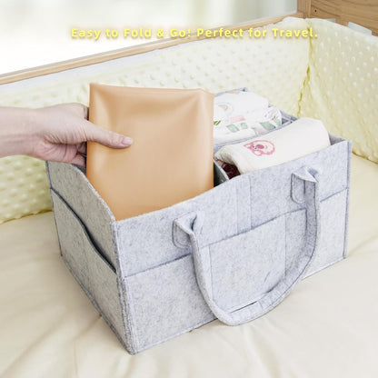 Changing Pad for Bed - Leather Changing Pad for Baby, Portable Baby Changing Mat Travel, Compact Diaper Change Mat, Fits Diaper Bag Beige