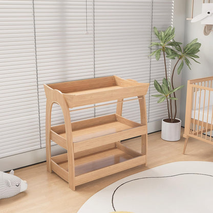 Baby Changing Table, Wood Diaper Changing Table with 2-Tier Storage Shelves, Wooden Baby Changing Station for Nursery, Modern Changing Table Dresser