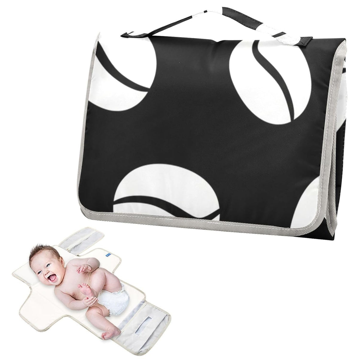 Coffee Black Print Portable Diaper Changing Pad for Walks